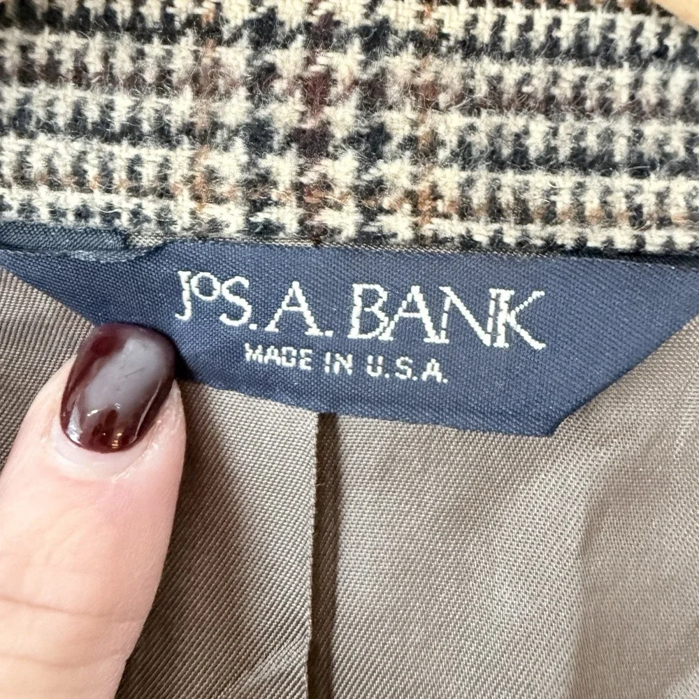 Jos A Bank Camel Hair Soft Tweed Blazer Men's 46L Gordon‎ Check Plaid Two Button